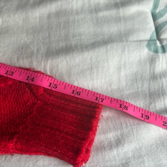 Red Cable Knit V-Neck Woman’s Sweater - Picture 3 of 4